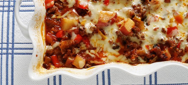 Sweet Italian Sausage, Pepper and Potato Bake