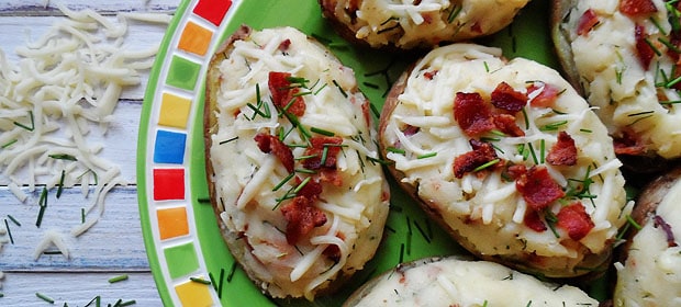 Cheesy Bacon & Chive Twice Baked Potatoes