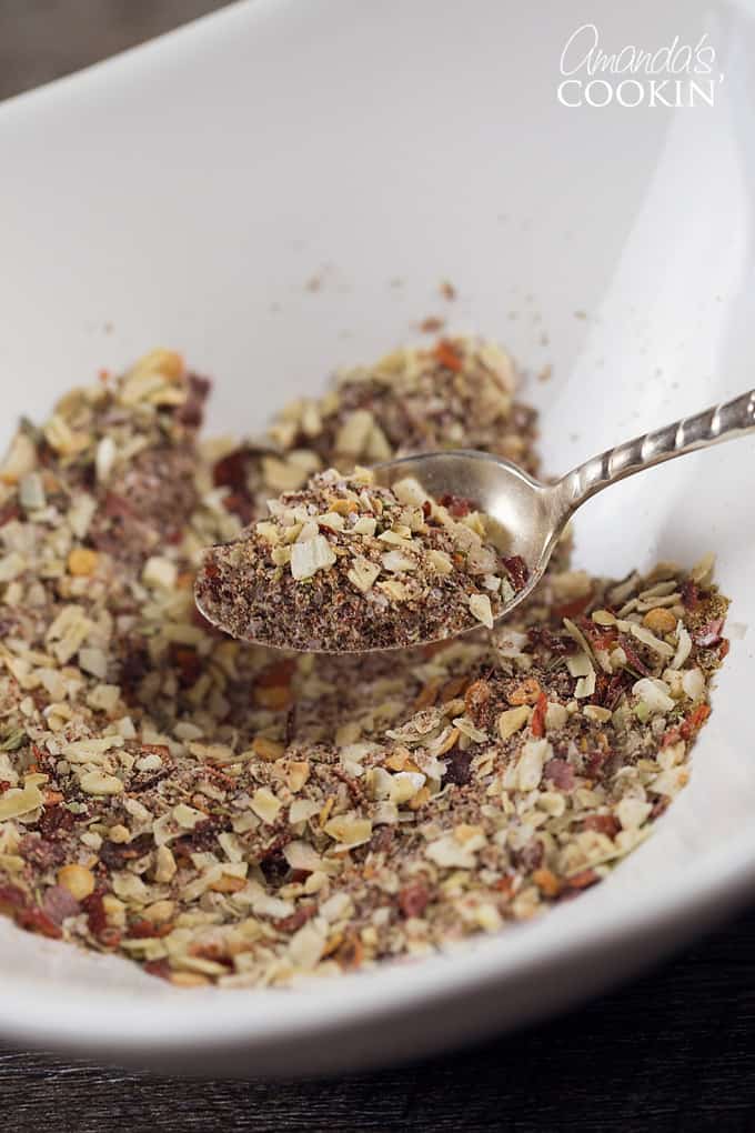 Homemade Taco Seasoning Mix on a spoon