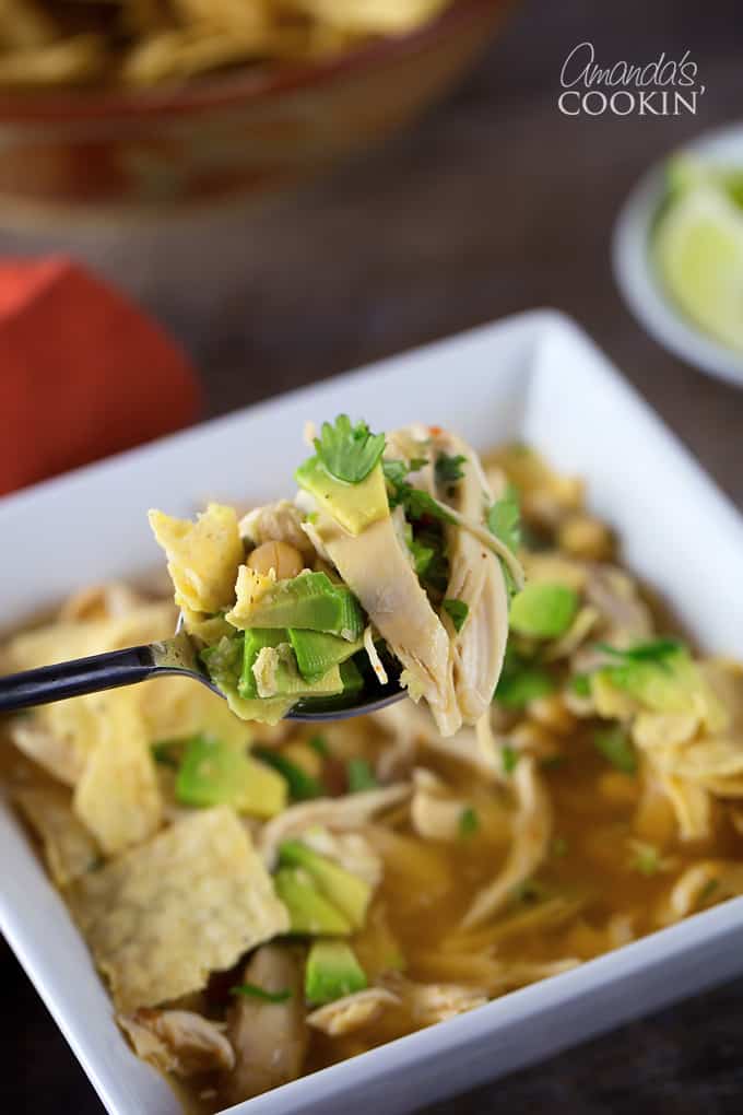 A spoonful of chipotle chicken soup.