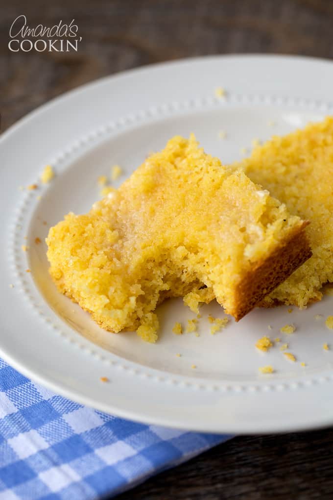 A piece of cornbread with bite out of it