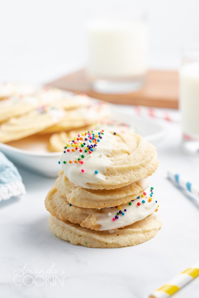 stack of decorated butter cookies