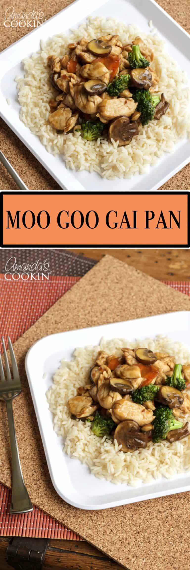 Moo Goo Gai Pan: Chicken, mushrooms and vegetables