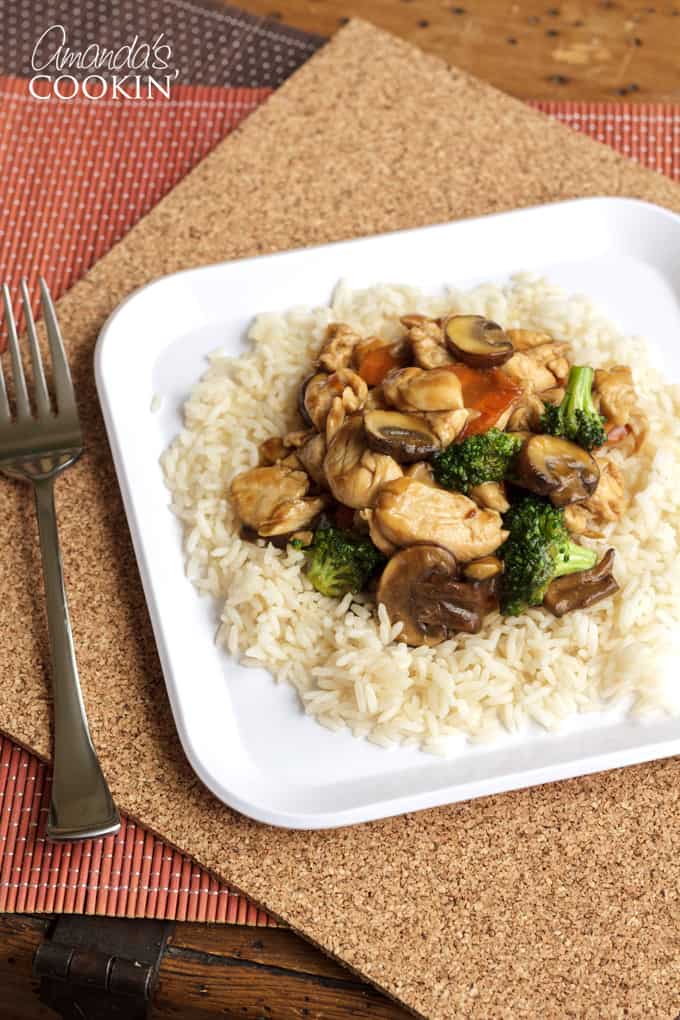 chicken stir fry on rice