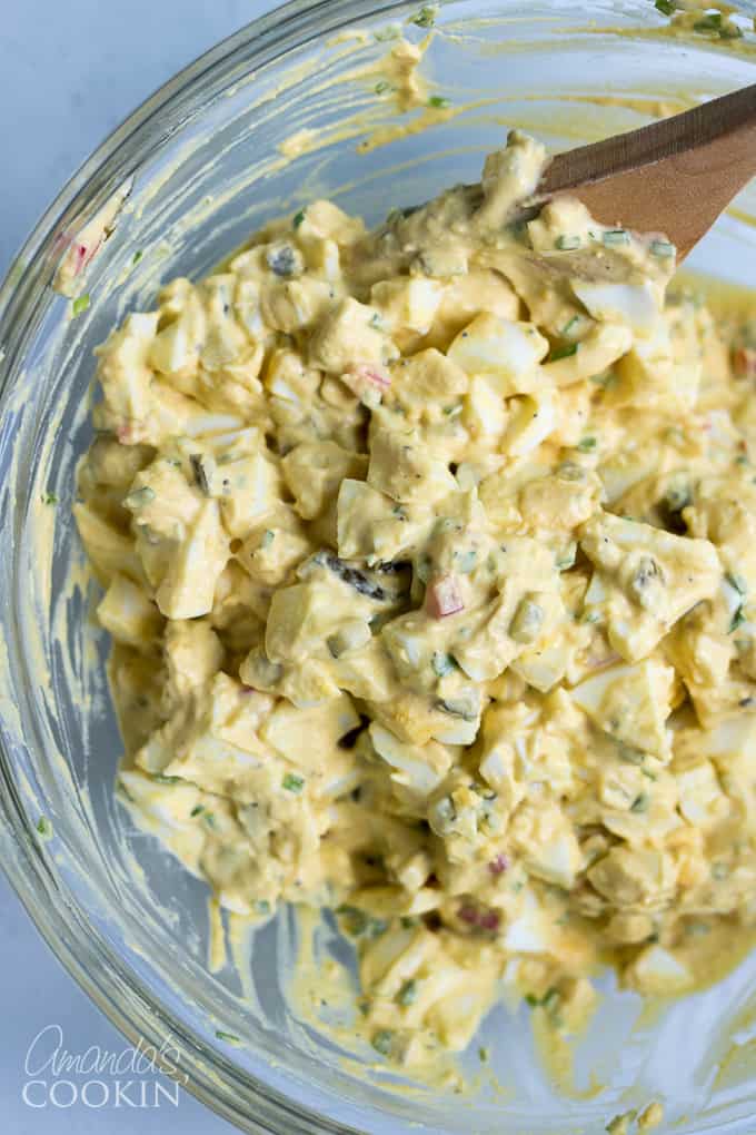 Mix together egg salad ingredients