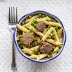 sausage penne and peas
