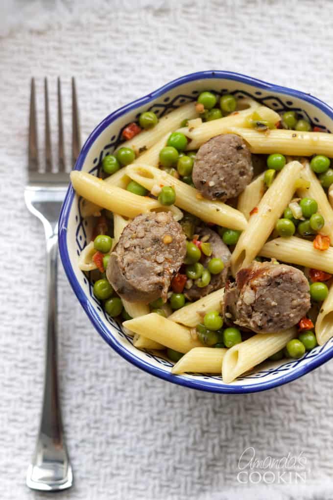 pasta penne and peas