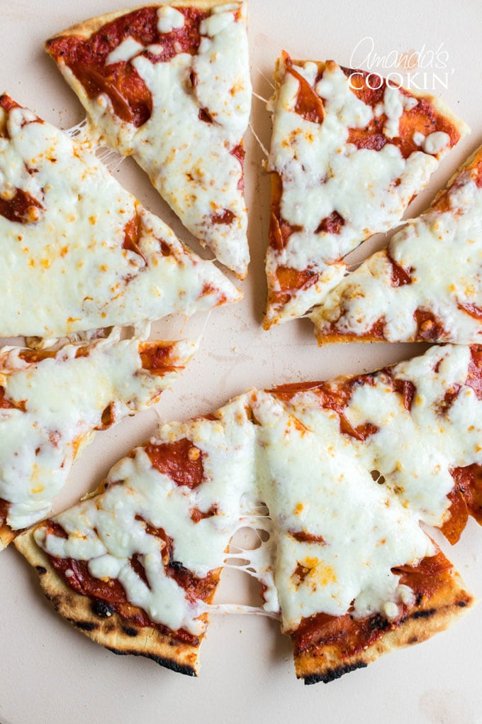 cheese pizza cut into slices
