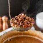 ladle of ham bean soup