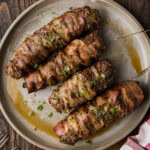 overhead photo of Grilled Cube Steak Rollups on plate