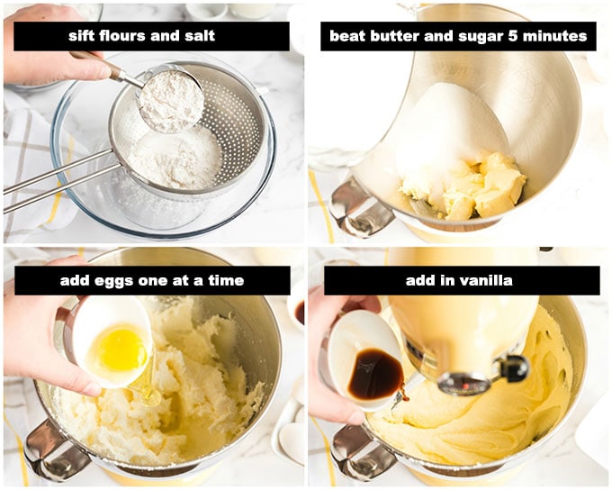 illustrated steps for making pound cake batter