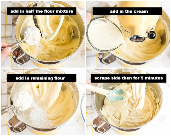 illustrated steps for mixing pound cake