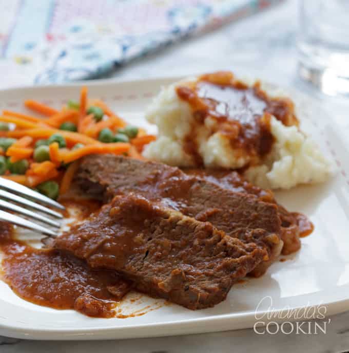 fork and plate of brisket