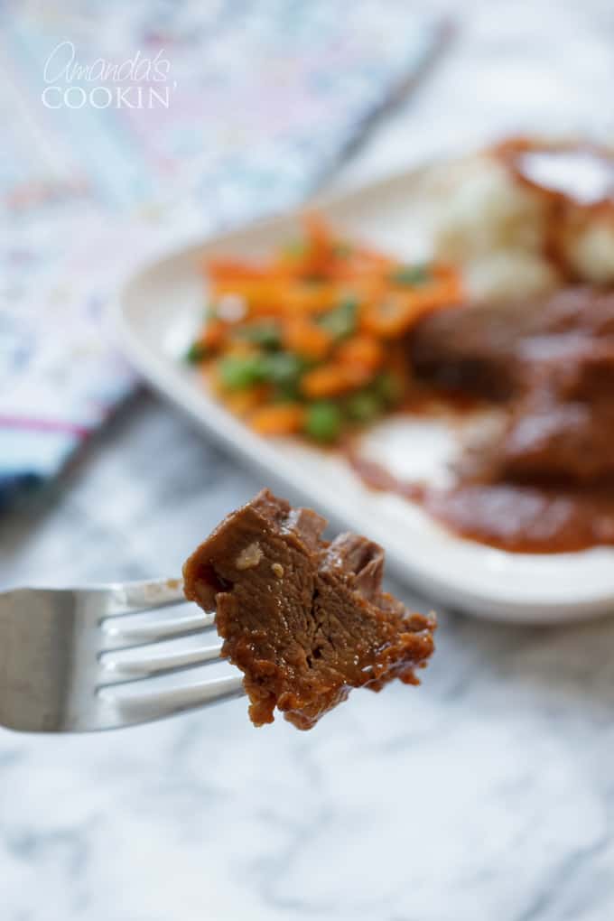 beef brisket on fork