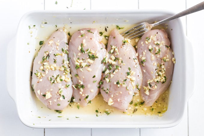 chicken breasts in marinade