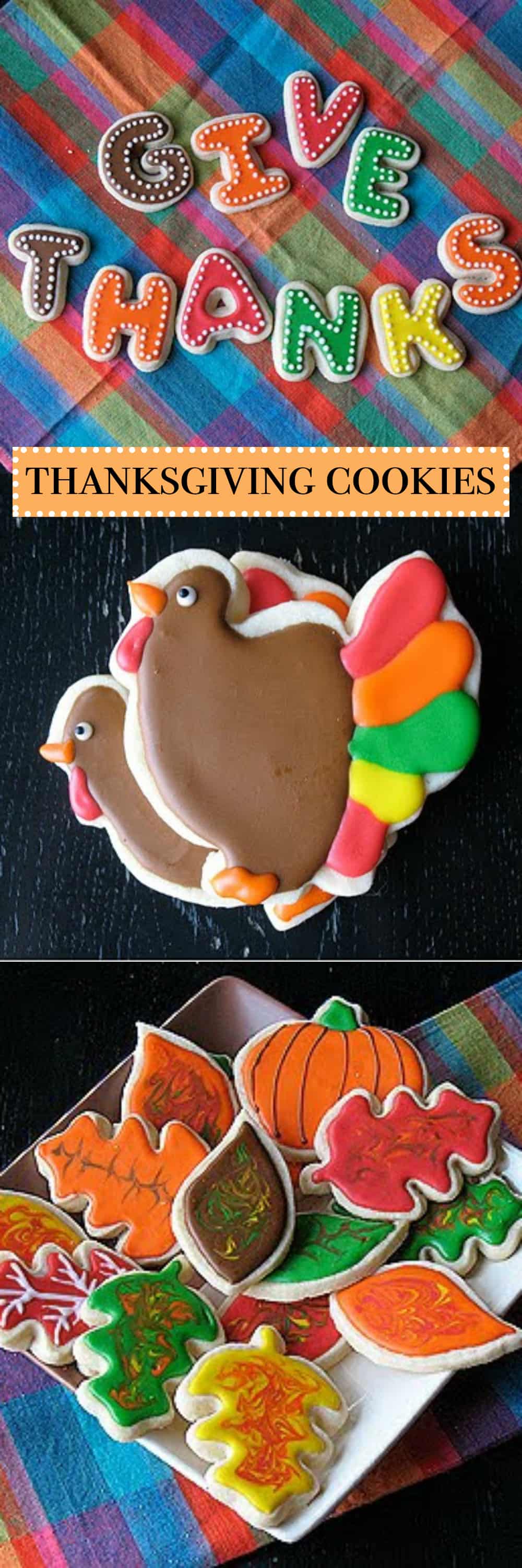 A close up photo of Thanksgiving cookies.