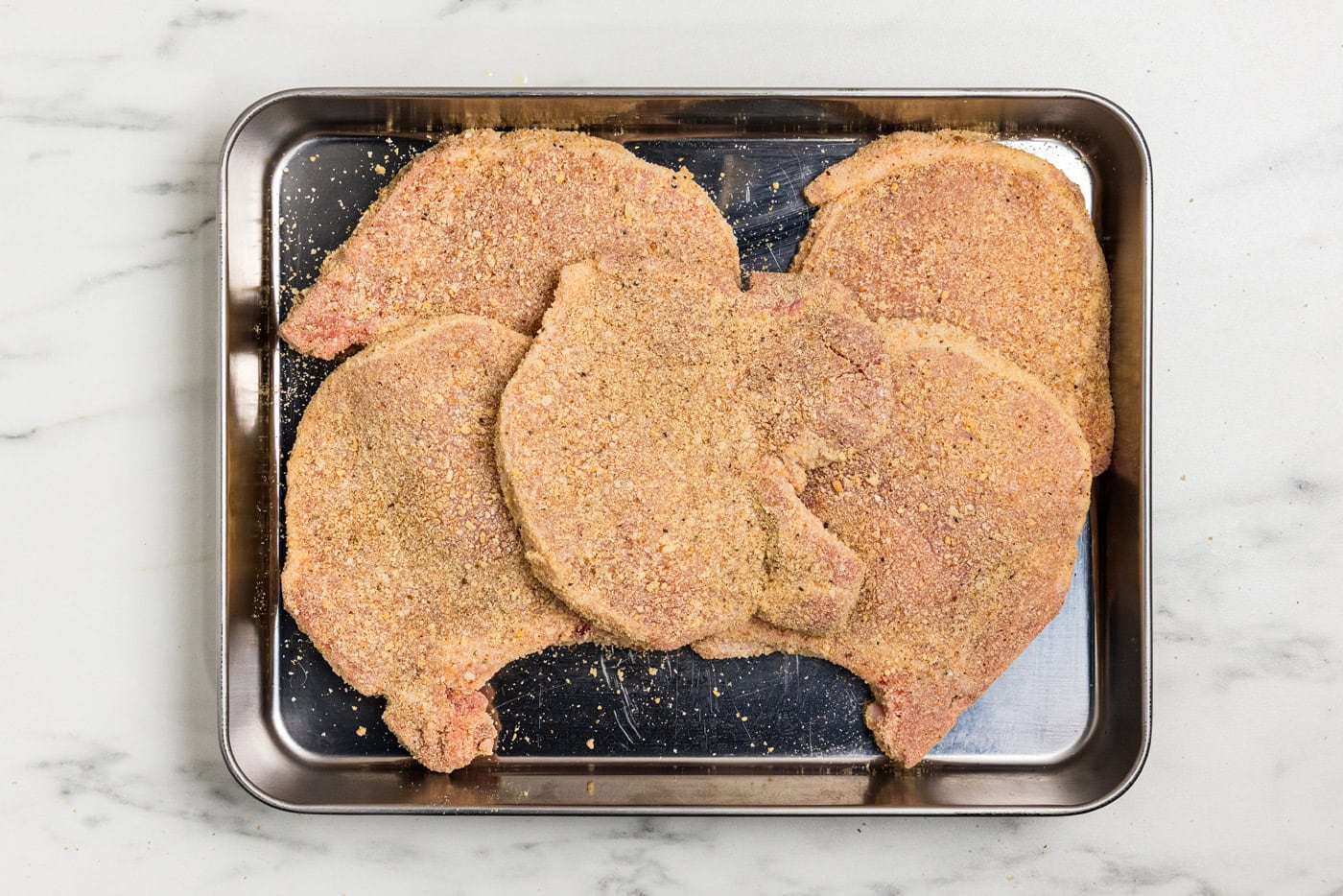 raw breaded pork chops