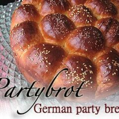 A close up photo of partybrot, a German party bread.
