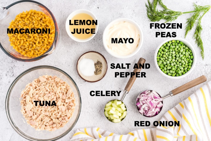 ingredients for tuna macaroni salad