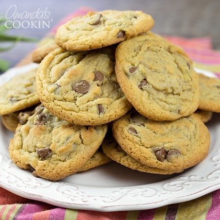 plate of chocolate chip cookies