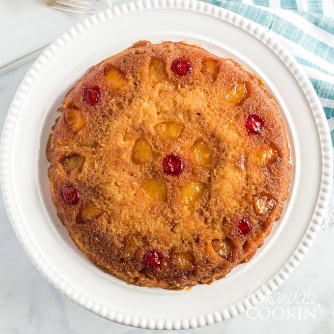 Pineapple Upside Down Cake In A Cast Iron Skillet Amandas