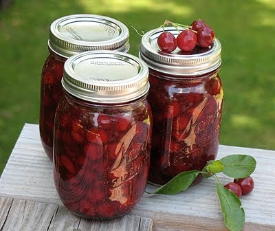 homemade cherry pie filling in jars