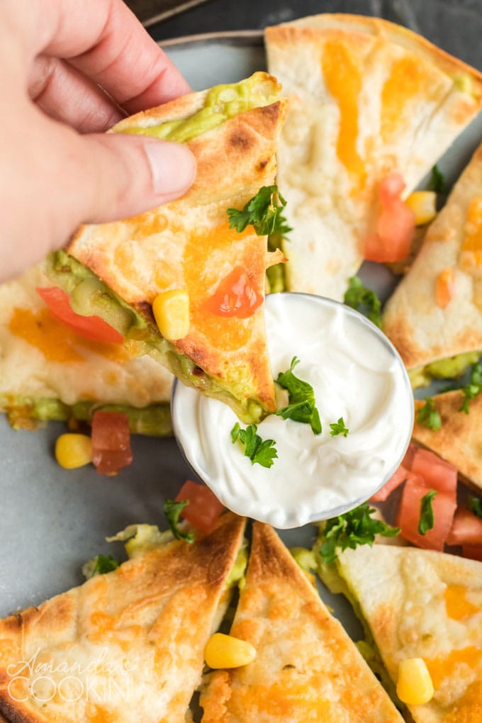MEXICAN APPETIZER QUESADOS - DIPPED IN SOUR CREAM