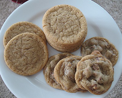 A overhead photo of a plate of brown sugar cookies.