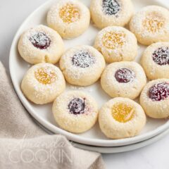 thumbprint cookies on a plate