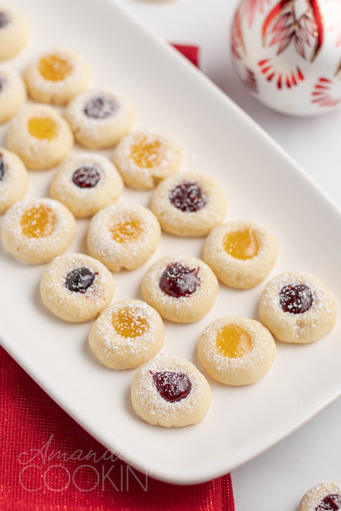 tray of thumbprint cookies