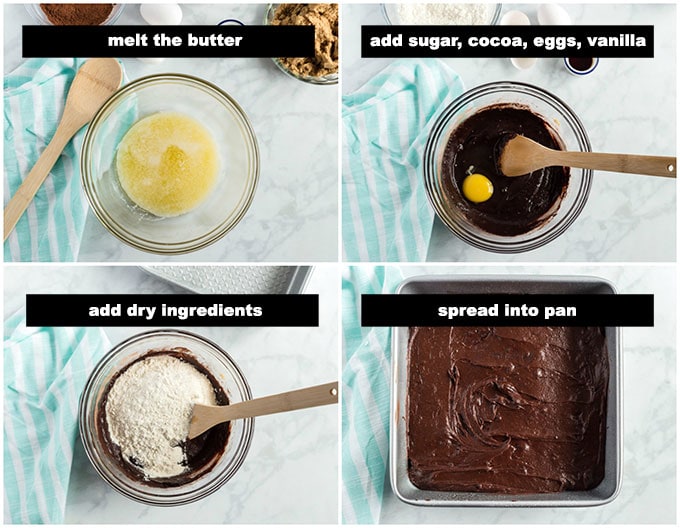 illustrated steps for making brownie layer