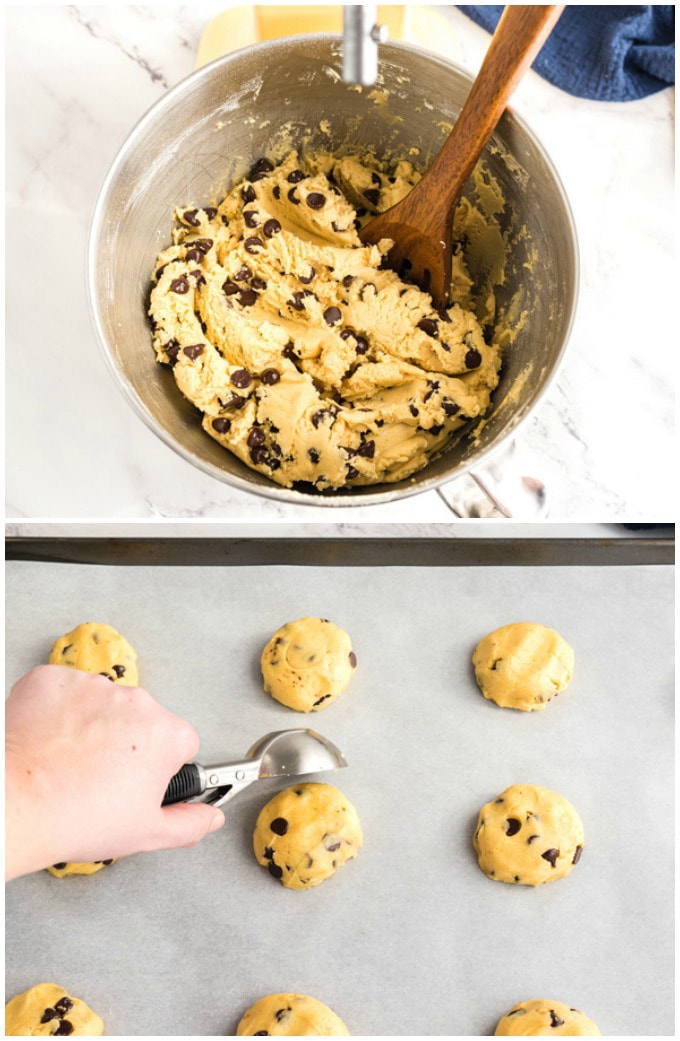 placing cookie dough on baking sheets