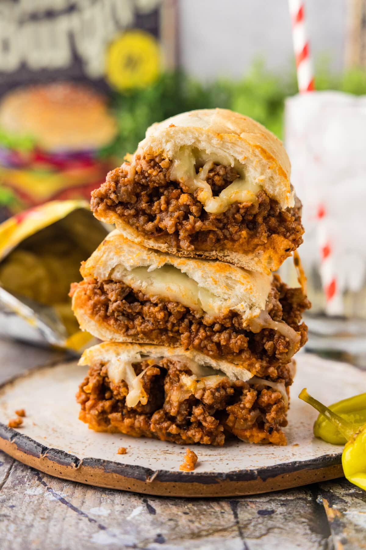 stack of guinea grinder sandwiches