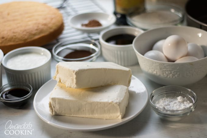Ingredients for tiramisu cheesecake