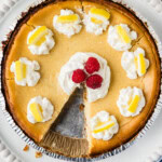 Lemonade Cheesecake with slice removed