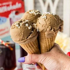 hand holding Root Beer Ice Cream cones