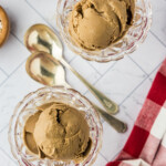 overhead photo of Root Beer Ice Cream in dishes