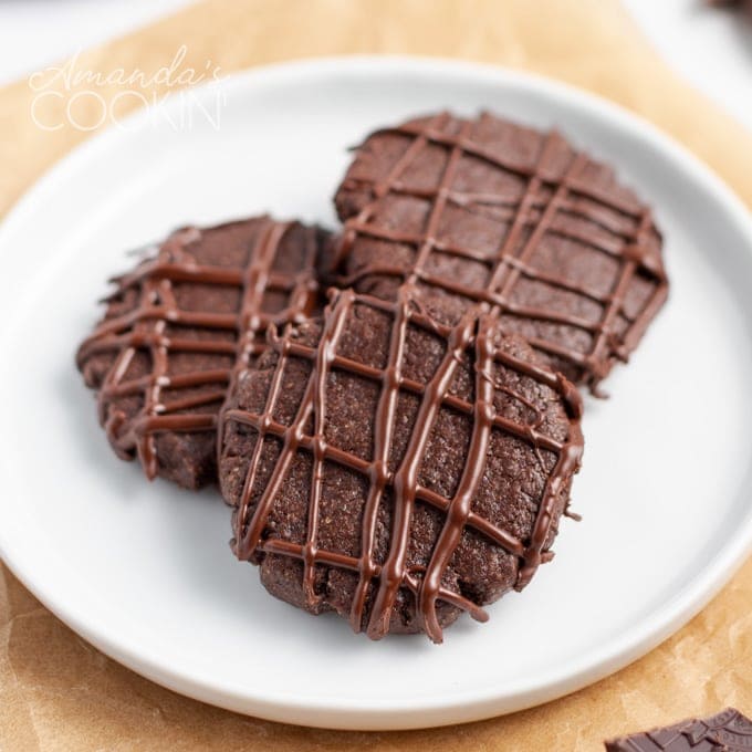 chocolate mint cookies on a plate