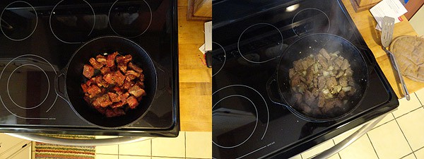 Photos of the top of a stove.