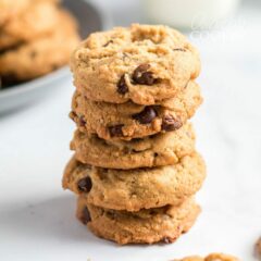 stack of Peanut Butter Oatmeal Chocolate Chip Cookies