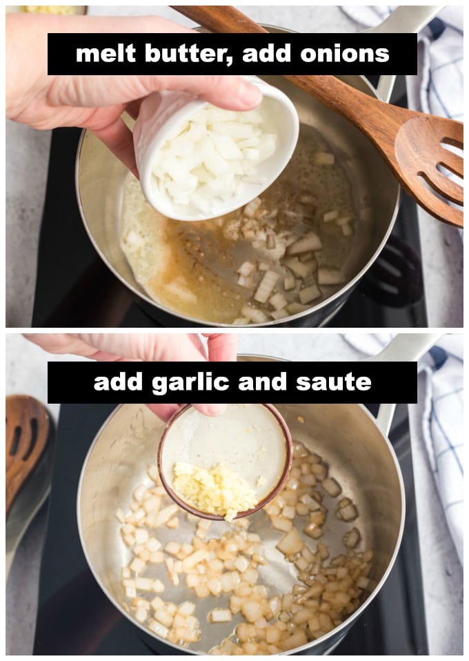 sauteeing onion and garlic