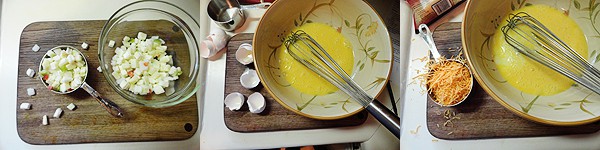 A bowl of beaten eggs with the egg shells t o the side on the counter.