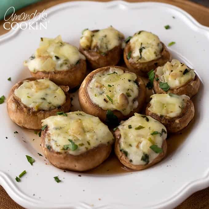 Stuffed Mushrooms: loaded with mozzarella and parmesan!