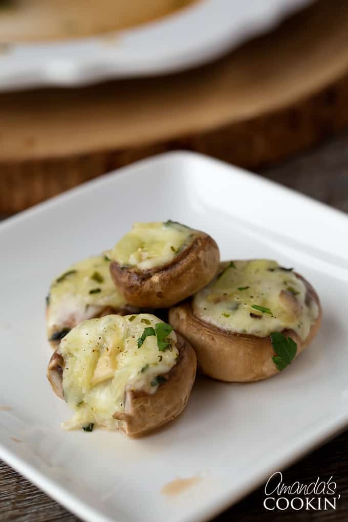 Stuffed Mushrooms: loaded with mozzarella and parmesan!