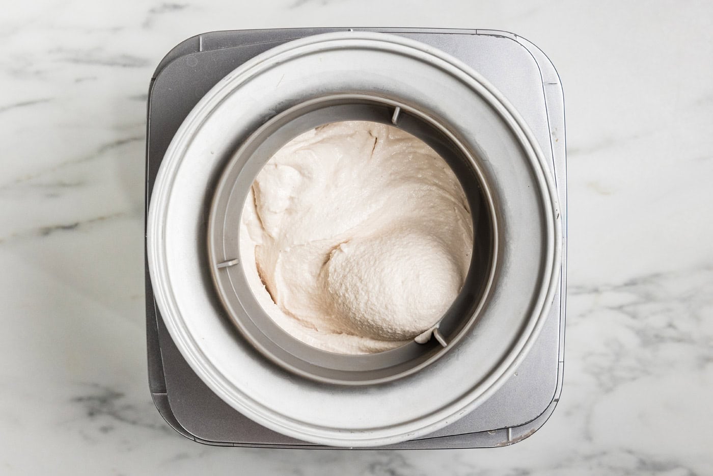 ice cream maker with churned ice cream