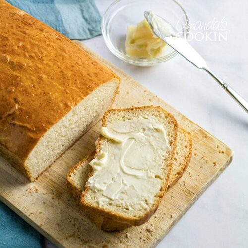slice of homemade bread with butter