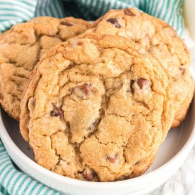 bowl of chocolate chip cookies
