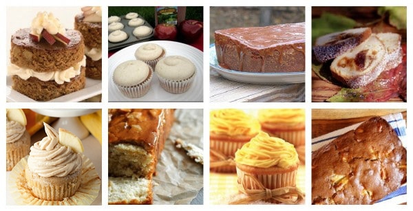 collage of apple cider cakes