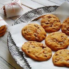 A plate of pumpkin cinnamon chip cookies.