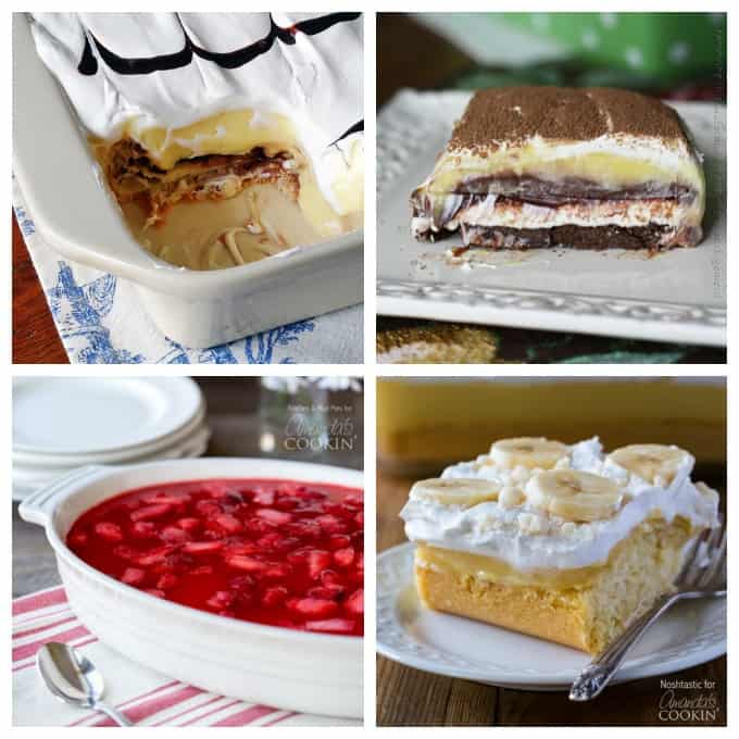 4 dessert photos in a collage